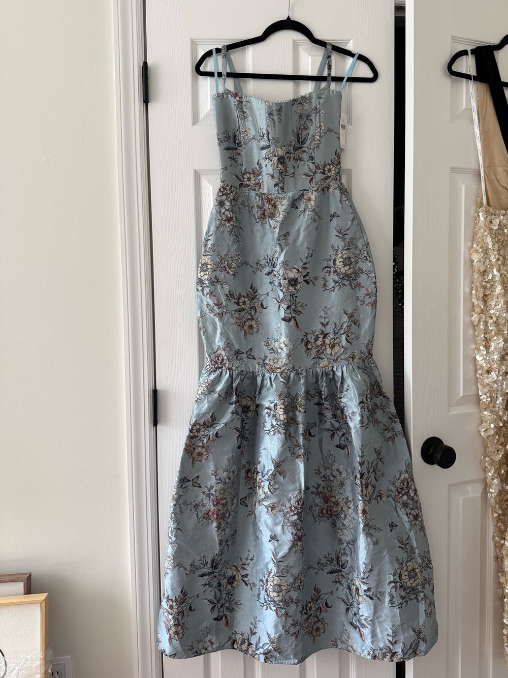 V. Chapman Cherie Light Blue Lilibet Brocade Corset Maxi Dress NEW with tags - Picture 2 of 9